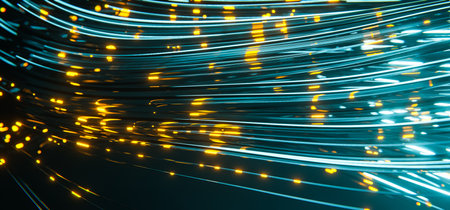 Abstract technology background with moving bokeh lights.の写真素材