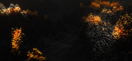Abstract black cubic landscape technology background. Technology concept