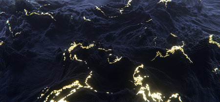 Abstract black cubic landscape technology background. Technology conceptの写真素材