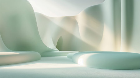 Abstract retro, vintage pastel colours background of green and beige wavy lines, forming a smooth, waves flowing pattern. Generative AIの素材