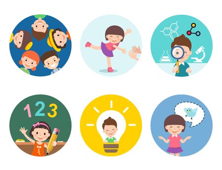 Child Education Vector. Happy Childrens Activity.のイラスト素材