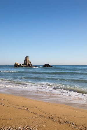 Coastal landscape of rocks and waves. East Sea Gangwon-do, Koreaの写真素材