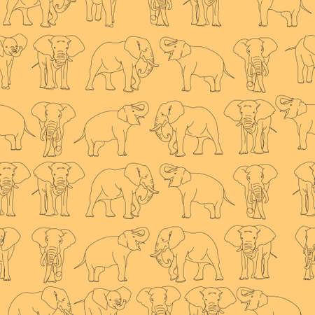 African Bush Elephant Pattern Using Line Art Styleのイラスト素材