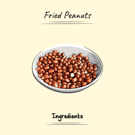 Fried Peanuts Illustration Sketch And Vector Style. Good to use for restaurant menu, Food recipe book and food ingredients content.のイラスト素材