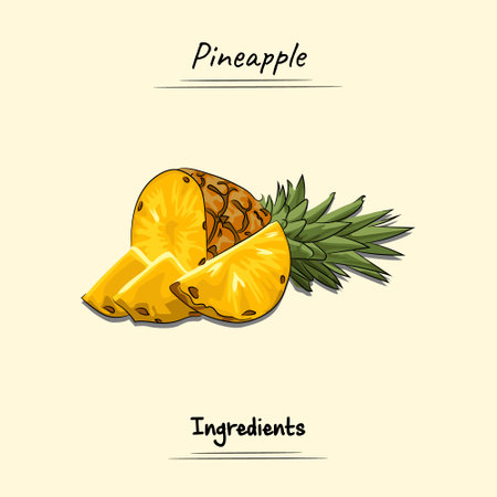 Pineapple Illustration Sketch And Vector Style. Good to use for restaurant menu, Food recipe book and food ingredients content.のイラスト素材