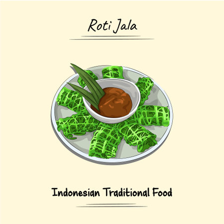 Roti Jala Illustration Sketch And Vector Style, Traditional Food From Aceh, Good to use for restaurant menu, Indonesian food recipe book, and food content.のイラスト素材