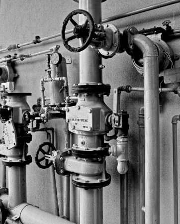 Ole sprinkler system with confusion of pipesの写真素材