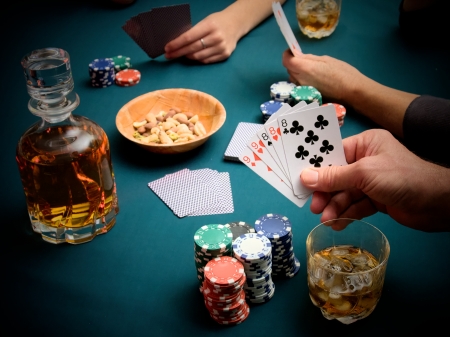 Gamling at cards, a very  lucky card handの写真素材