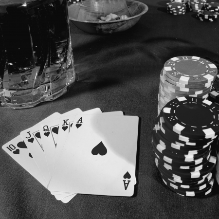 Gambling at cards, perfect poker handの写真素材