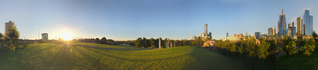 panorama of melbourne on a bright autumn day の写真素材