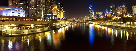 panorama of melbourne looking down the yarra riverの写真素材