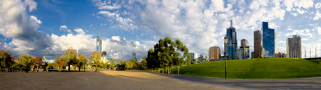 panorama of melbourne on a cloudy autumn day の写真素材