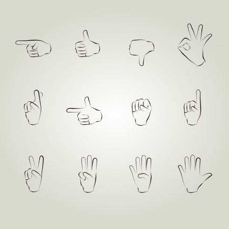 sketched gesture iconsのイラスト素材