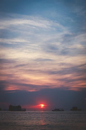 Sunset with PATTAYA city of Thailandの素材