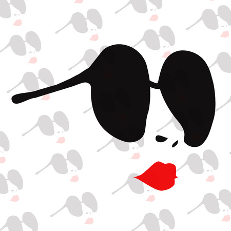 flat style with faces. Vector women characterのイラスト素材