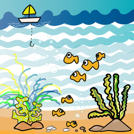 Aquarium cartoon - Illustration EPS10のイラスト素材