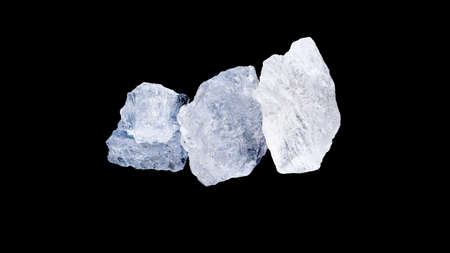 Isolated clear alum cubes on orange background concept for spa and body deodorant industrialの写真素材