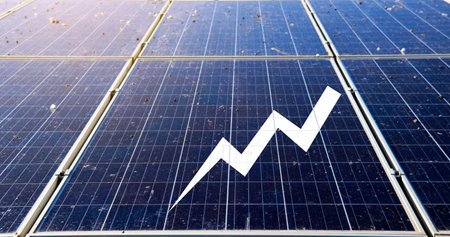 Dirty photovoltaic panels with electrical symbol concept of sustainable power green energy from the...