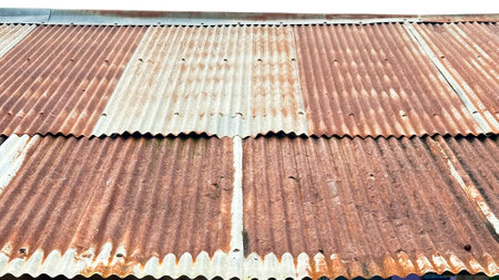 Texture of rusty galvanized metal roof sheetsの写真素材