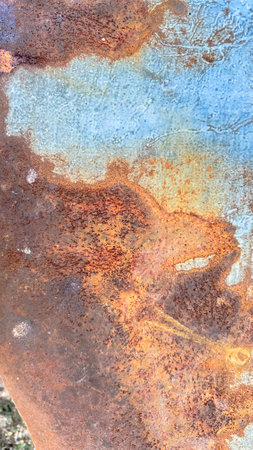 Close up view of rusty metal texture background the metal is left under the sun and rain in an open areaの写真素材