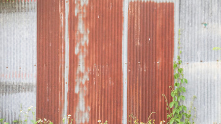 Texture of rusty galvanized metal roof sheetsの写真素材