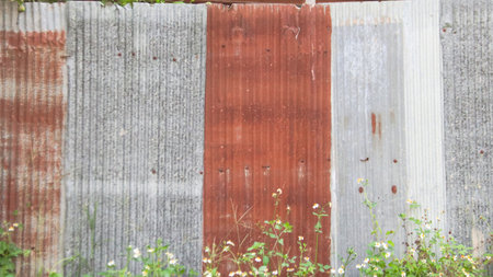 Texture of rusty galvanized metal roof sheetsの写真素材