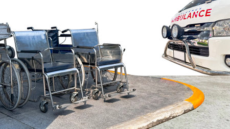 Isolated with clipping paths wheel chairs for disability or injured personの写真素材