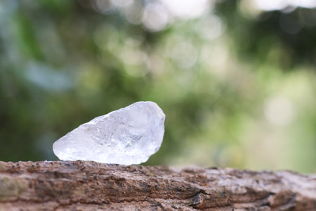 Crystal clear alum cubes or Potassium alum on rough surface chemical compound substance concept for beauty spa and underarm treatment.の写真素材