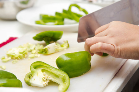 split three colored peppersの写真素材