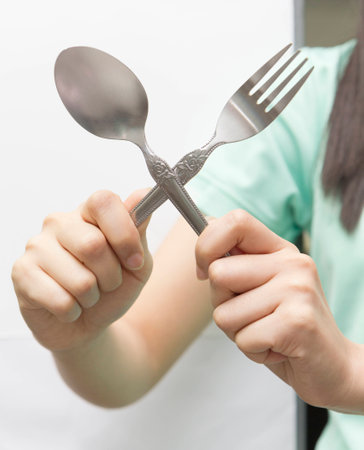 give Fork and spoon,Ready to eatの写真素材