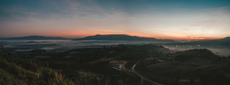 View Point : Khao Takhian Ngo sunrise at Khao-kho Phetchabun in Thailand.の写真素材