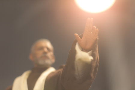 Blurred Portrait of priest Relied on mentally during the epidemicの写真素材