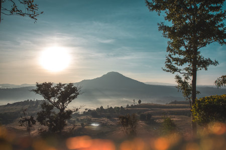View Point : Khao Takhian Ngo sunrise at Khao-kho Phetchabun in Thailand.の写真素材