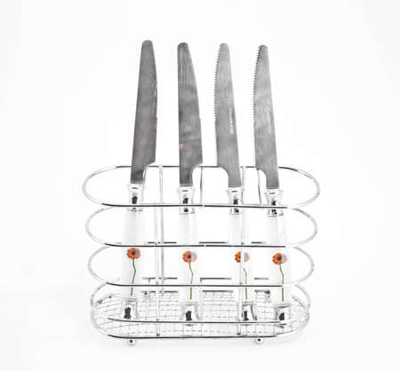 Knife stainless steelon store shelfの写真素材