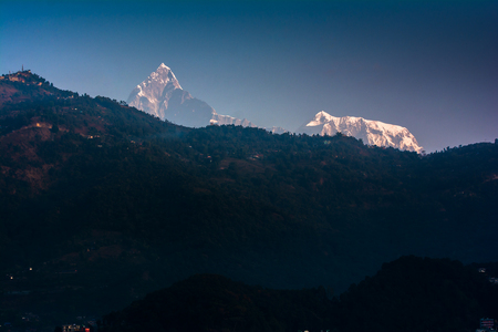 Mountain peak Annapurna View from Pokhara city , Nepalの写真素材