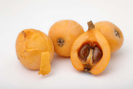 Loquat on a white backgroundの写真素材
