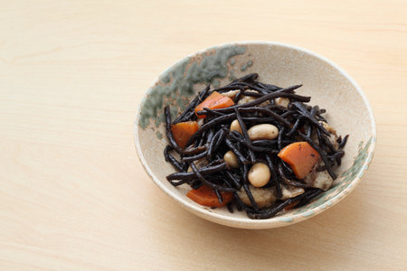 Japanese food, Simmered hijiki seaweed.の写真素材