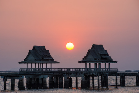 Pavilion in twilightの写真素材