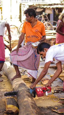 Jagannath God chariot making process before Rath Yatra festival.のeditorial素材