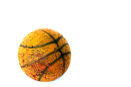 old  basketball  on  white  backgrounの写真素材