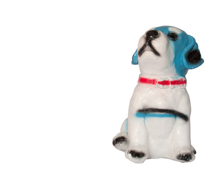 Dog statues placed on a white backgroundの写真素材