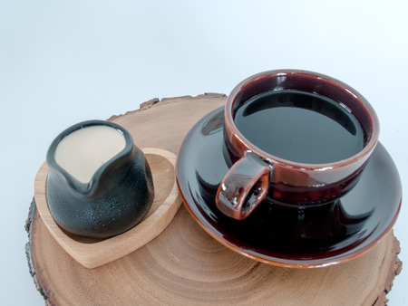 Coffee with milk, snacks dawn.の写真素材
