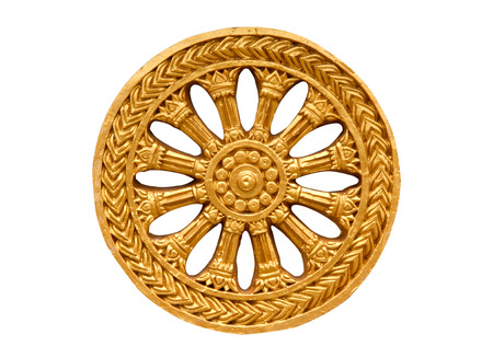 The Wheel is a temple wall, wheel heavenly gates of the temple in Thailand.の写真素材