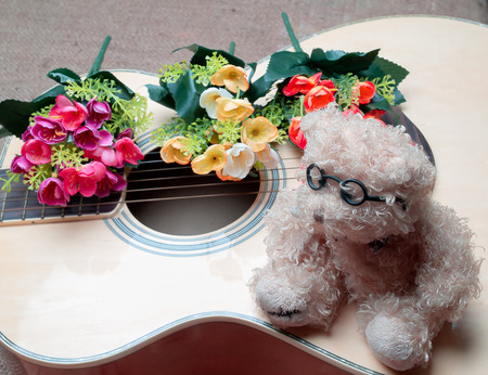music, With Guitar ,Flowers and teddy bearsの写真素材