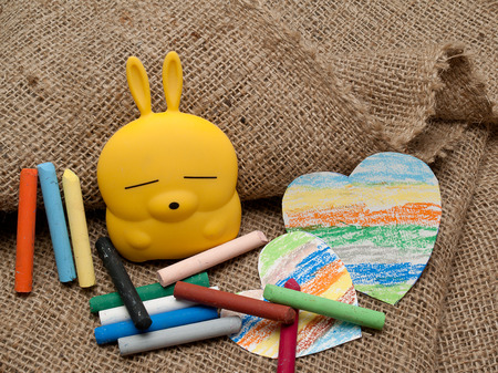 Drawing art  ,Colored chalk, form, heart.