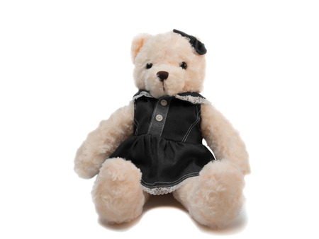 Teddy bear ,Cream , Placed on a white backgroundの写真素材