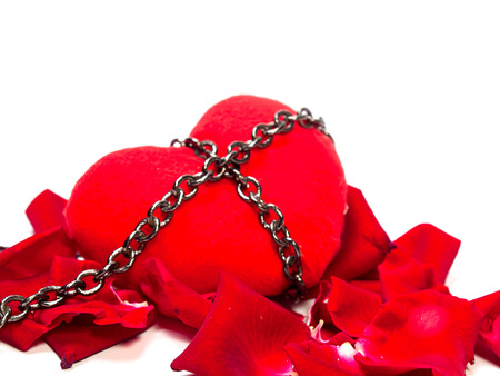 Heart with chain , Placed on a white background