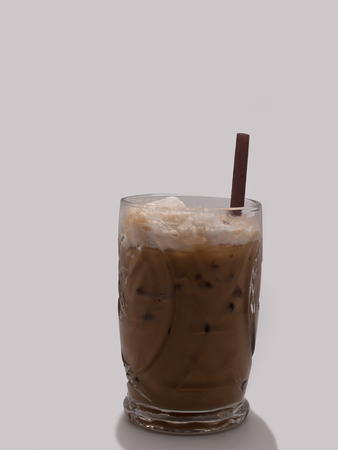 Iced Coffee on the white background , in summer.