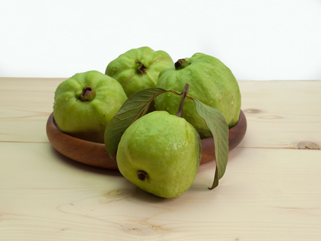 fresh guava fruit , Placed on a white background.