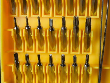 Image of  tool box , Hardware and Tools In the yellow box.の写真素材